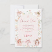 ピンクお洒落フェアリーファースト誕生日サンキューカード サンキューカード (正面)