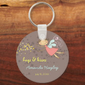 ピンクお洒落フェアリープリンセススターズガール誕生日 キーホルダー (正面)