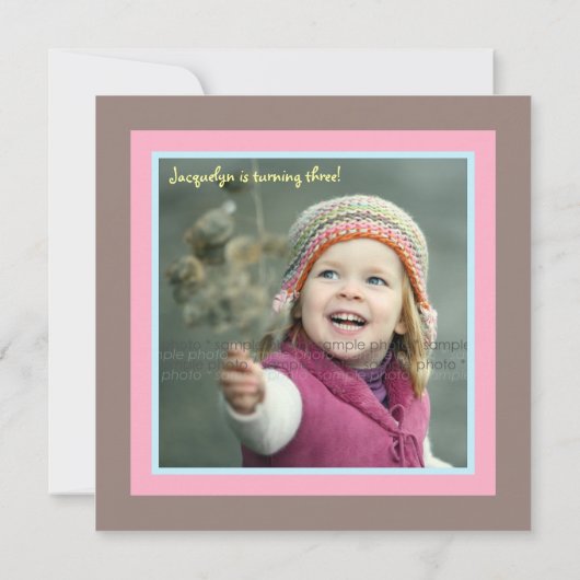 ピンクお洒落フェアリープリンセススターズガール誕生日 招待状 (裏面)