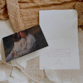 ピンクお洒落フォント折り畳み写真ベビーシャワー サンキューカード