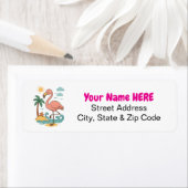 ピンクお洒落フラミンゴ差出人住所ラベル ラベル (インサイチュ)