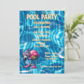 ピンクお洒落フラミンゴ誕生日招待状 招待状 (スタンド正面)