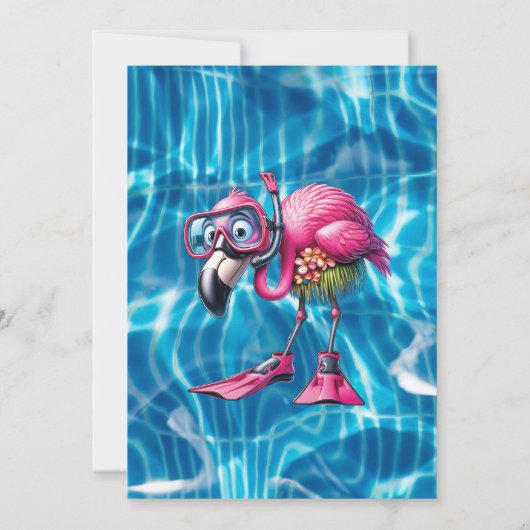 ピンクお洒落フラミンゴ誕生日招待状 招待状 (裏面)