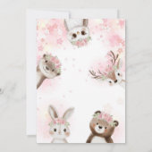 ピンクお洒落フローラウッドランドガールベビーシャワー 招待状 (裏面)