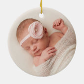 ピンクお洒落フローラゾウ女の子1stクリスマス セラミックオーナメント (裏面)