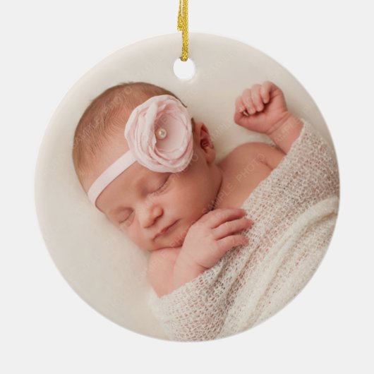 ピンクお洒落フローラゾウ女の子1stクリスマス セラミックオーナメント (裏面)