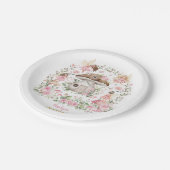 ピンクお洒落フローラフェアリーティーパーティー誕生日 ペーパープレート (アングル)