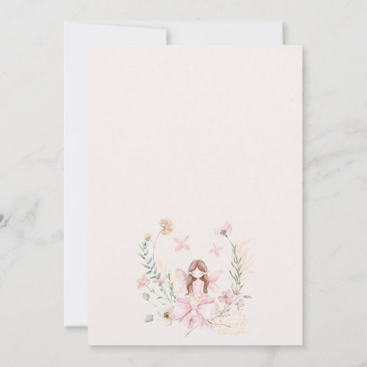 ピンクお洒落フローラフェアリー第1誕生日 招待状 (裏面)