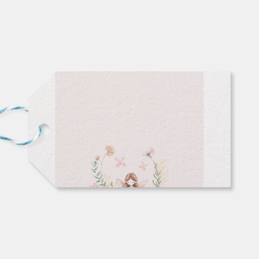 ピンクお洒落フローラ妖精誕生日ギフトラベル ギフトタグ (裏面横)