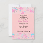 ピンクお洒落フローラ誕生日招待状 招待状 (正面)