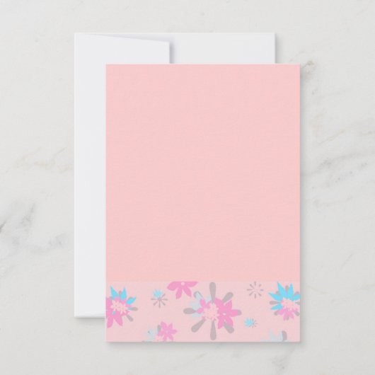 ピンクお洒落フローラ誕生日招待状 招待状 (裏面)