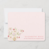 ピンクお洒落フローラ開花シック新生児ガール サンキューカード (正面)