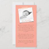 ピンクお洒落フローラ開花ベビーガールフォト誕生 案内状 (裏面)