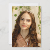 ピンクお洒落ブラック甘い16フォトバースデーパーティー 招待状 (裏面)