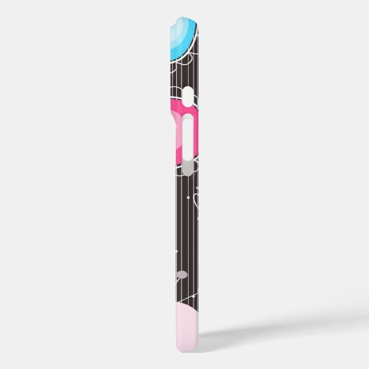 ピンクお洒落ブルーハートと花フローラ名 Case-Mate iPhoneケース (裏面 / 左)