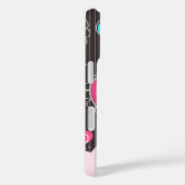 ピンクお洒落ブルーハートと花フローラ名 Case-Mate iPhoneケース (裏面 / 右)