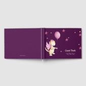 ピンクお洒落ベビードラゴンガールベビーシャワー ゲストブック (全面)