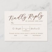 ピンクお洒落ボホウォーター色フローラ結婚式RSVP エンクロージャーカード (正面)