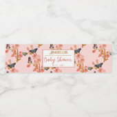 ピンクお洒落ボホバタフライガールベビーシャワー ペットボトルラベル (シングルラベル)