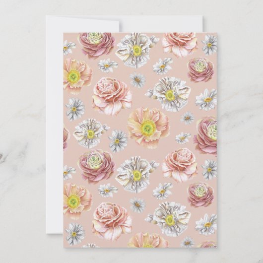 ピンクお洒落ボホバニーラブウォーター結婚カラー 招待状 (裏面)