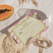 ピンクお洒落モダンとグリーンの結婚式RSVPカード 出欠カード