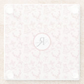 ピンクお洒落モノグラム ガラスコースター (裏面)