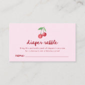 ピンクお洒落レトロさくらんぼ | おむつラッフル エンクロージャーカード (正面)