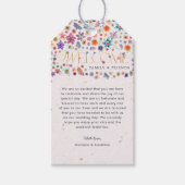 ピンクお洒落ワイルドフラワー金ゴールド結婚の歓迎 ギフトタグ (正面)