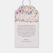 ピンクお洒落ワイルドフラワー金ゴールド結婚の歓迎 ギフトタグ (裏面)