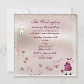 ピンクお洒落ヴィンテージレトロサンタパーティー招待状 招待状 (裏面)