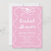 ピンクお洒落手引き弓ブライダルシャワー 招待状 (正面)