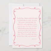 ピンクお洒落手引き洗礼招待状 招待状 (裏面)