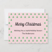 ピンクお洒落淡い色のと緑のクリスマスツリー シーズンカード (正面)