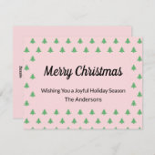 ピンクお洒落淡い色のと緑のクリスマスツリー シーズンカード (正面/裏面)