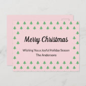 ピンクお洒落淡い色のと緑のクリスマスツリー シーズンポストカード (正面/裏面)