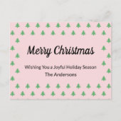 ピンクお洒落淡い色のと緑のクリスマスツリー シーズンポストカード (正面)