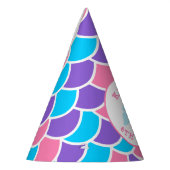 ピンクお洒落紫と青の人魚 パーティーハット (左)