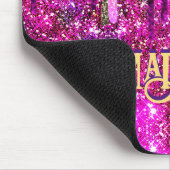 ピンクお洒落紫グリッター金ゴールドドリップモノグラム マウスパッド (コーナー)