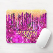 ピンクお洒落紫グリッター金ゴールドドリップモノグラム マウスパッド (マウス)