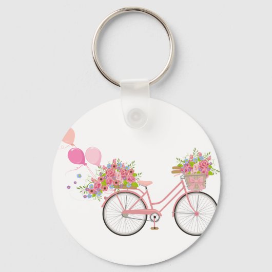 ピンクお洒落自転車 キーホルダー (正面)