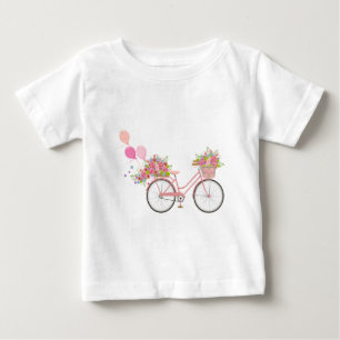 ピンクお洒落自転車 ベビーTシャツ