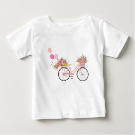 ピンクお洒落自転車 ベビーTシャツ