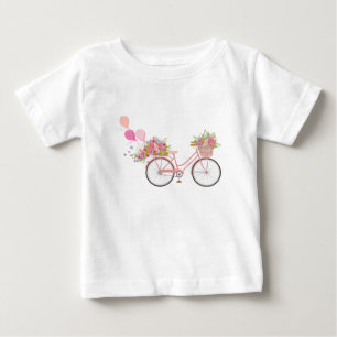 ピンクお洒落自転車 ベビーTシャツ