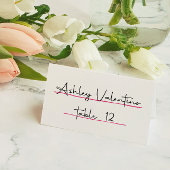 ピンクお洒落色の手描き結婚の プレイスカード