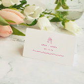 ピンクお洒落色の手描き結婚の プレイスカード