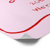 ピンクお洒落色の手結婚引きの歓迎サイン ポスター (角)