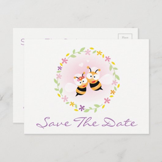 ピンクお洒落色の発結婚表を保存 ポストカード (正面/裏面)