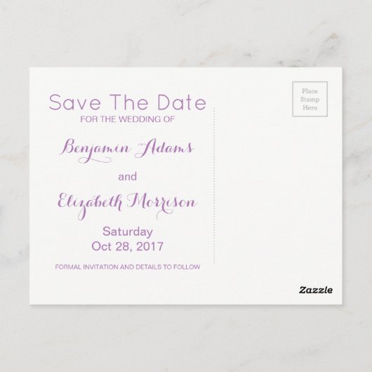 ピンクお洒落色の発結婚表を保存 ポストカード (裏面)