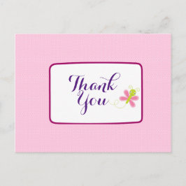 ピンクお洒落色の蝶水玉模様ありがとう ポストカード