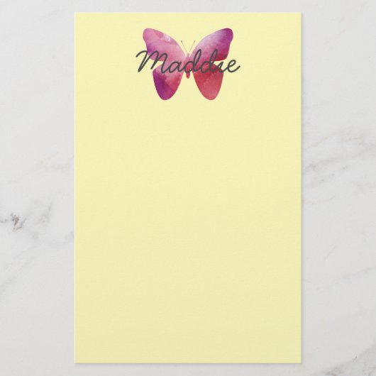 ピンクお洒落蝶 便箋 (正面)